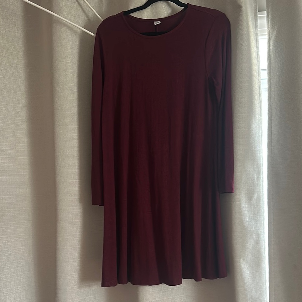 Old Navy Deep Red Long Sleeve Dress
